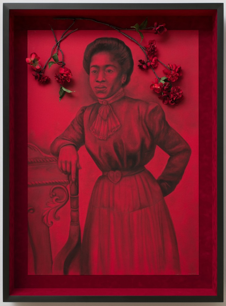 The Red II, 2021
Conté on paper with attached found object
45 3/4 x 34 x 6 1/8 inches