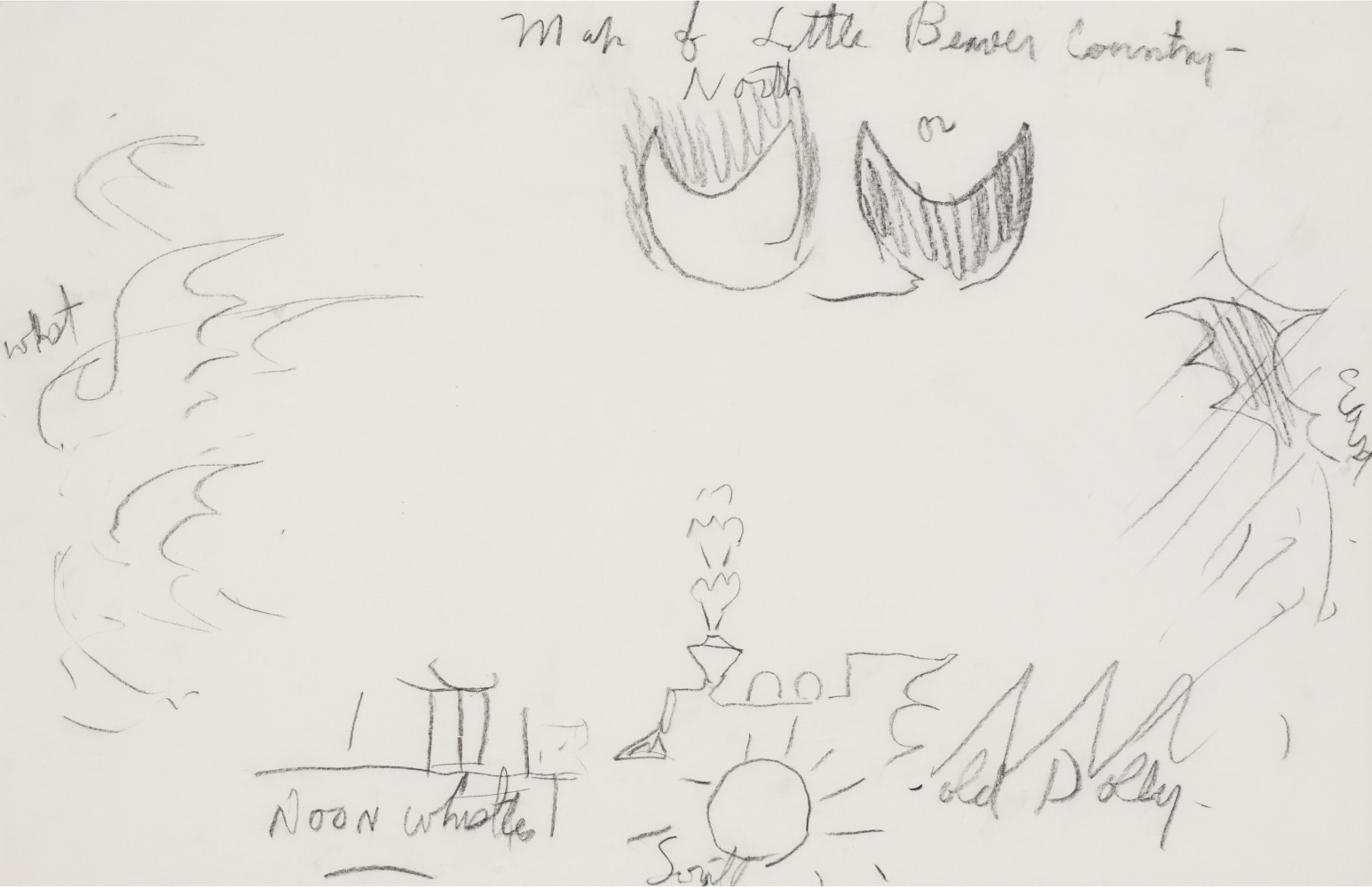 Map of Little Beaver County (Doodle 12), n.d.

Charcoal on paper

10 3/4 x 16 3/4 inches (sight)