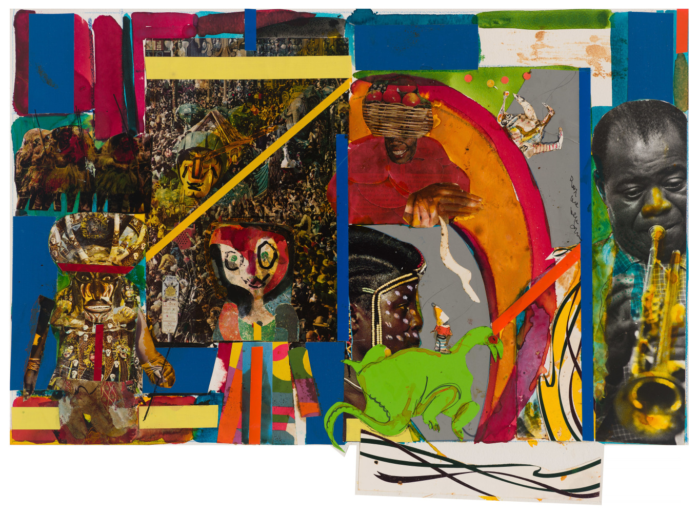Jazz with Armstrong, 1981 Collage on paper, 14 x 22 inches