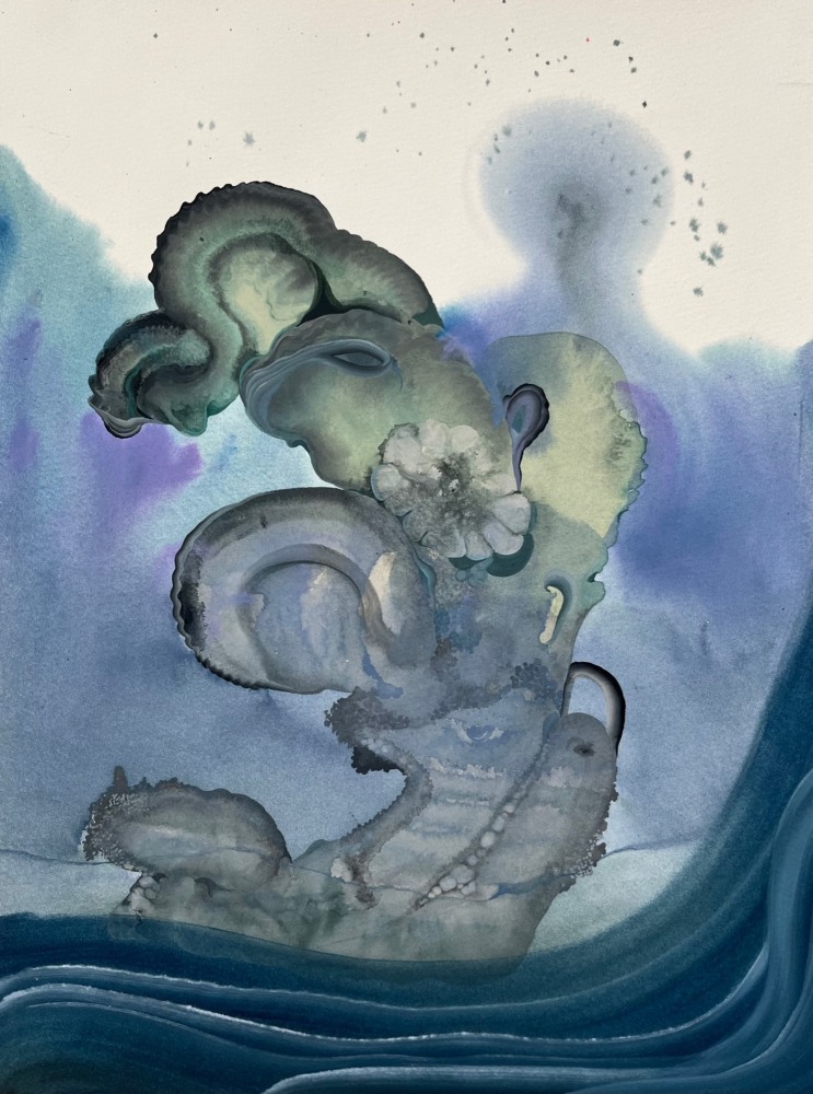 Darren Waterston, Fairytale no. 2 (The Lorelei), 2023. Gouache on rag paper, 16 x 12 inches