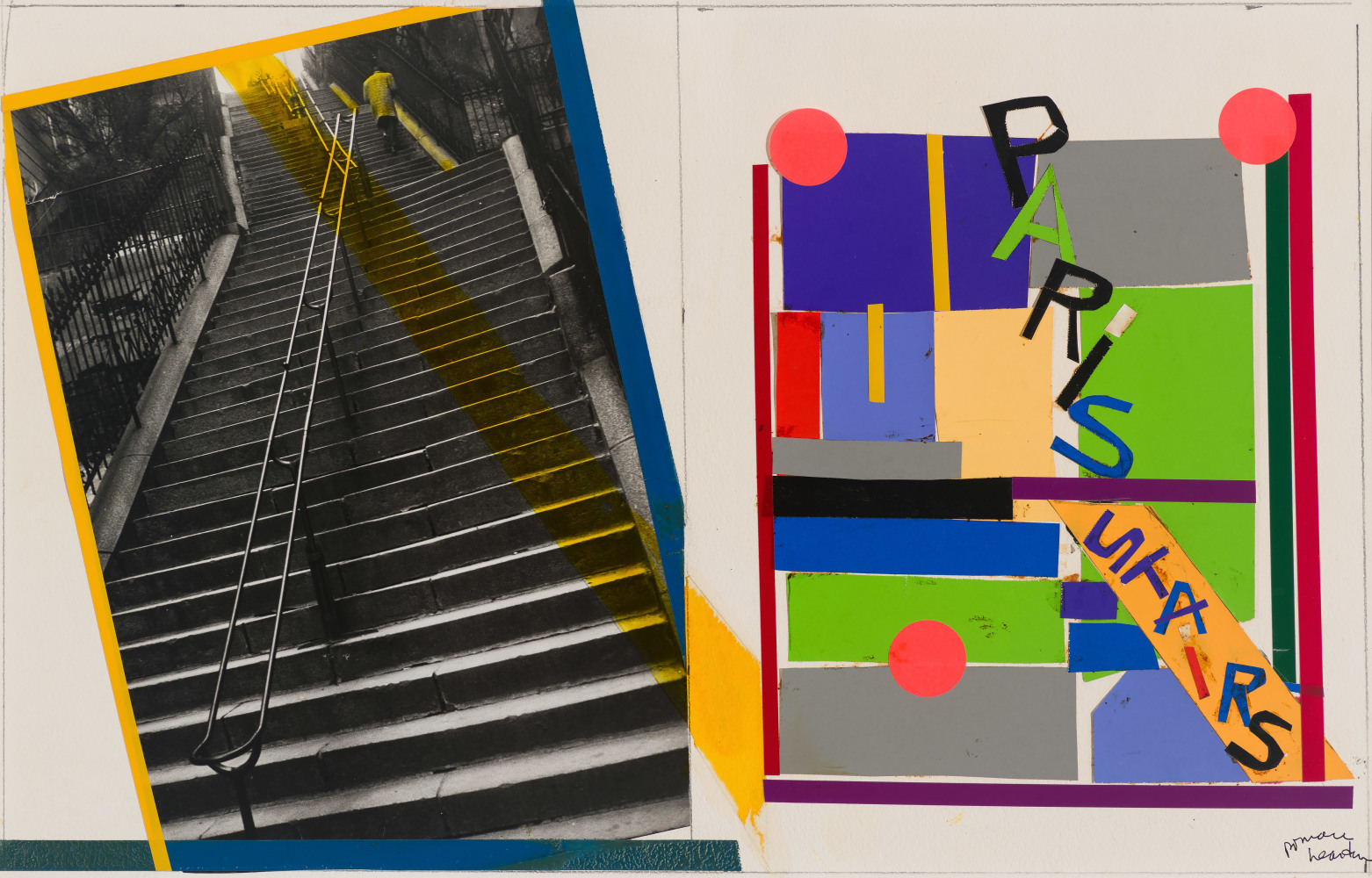 Paris Stairs, 1981 Collage on paper, 14 x 22 inches