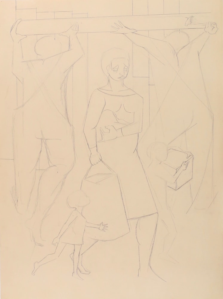 Jacob Lawrence, Untitled (Two Builders), c. 1974. Graphite on paper, 30 x 22 inches