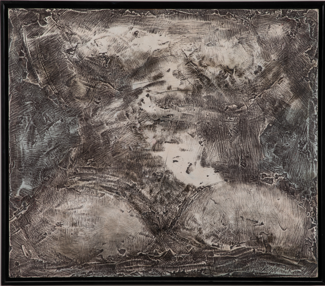 George Dunbar
Model X, 2008
die keen, clay, acrylic and cloth on panel
29.50h x 33.50w in