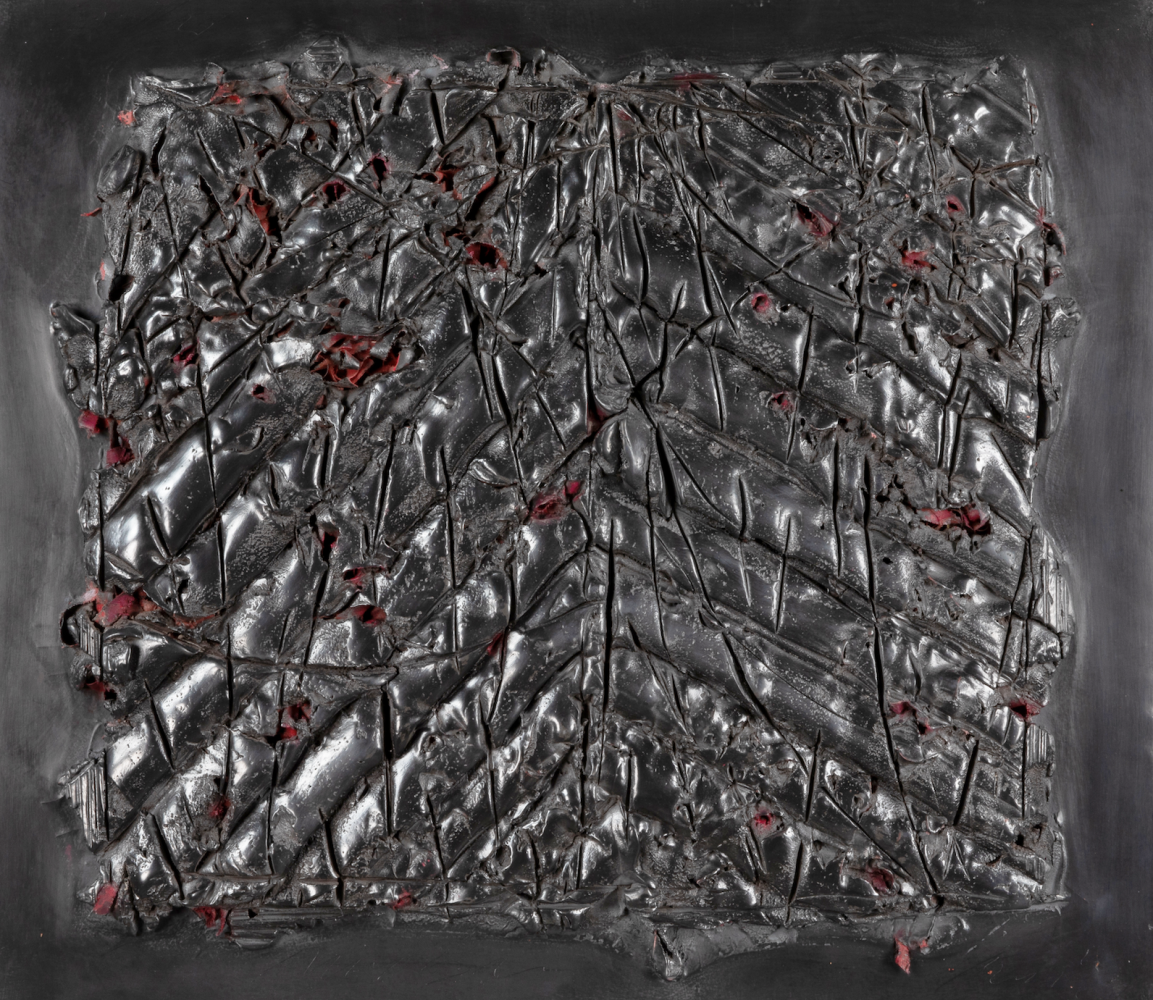 George Dunbar
Brackish, 2000
clay, fabric and die keen on board
25h x 28w in