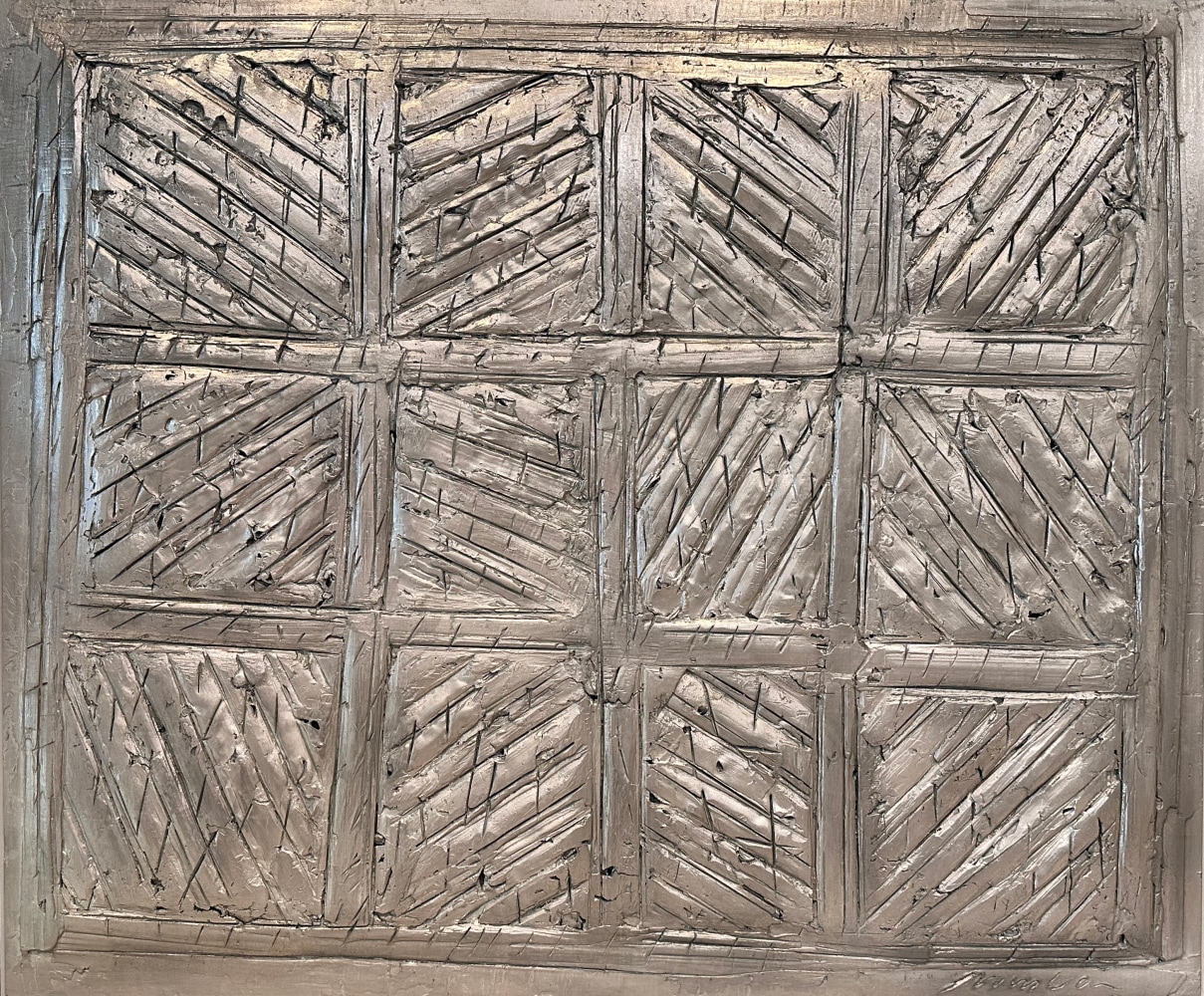 George Dunbar
Marshgrass, 2016 
Palladium leaf over blue-gray clay