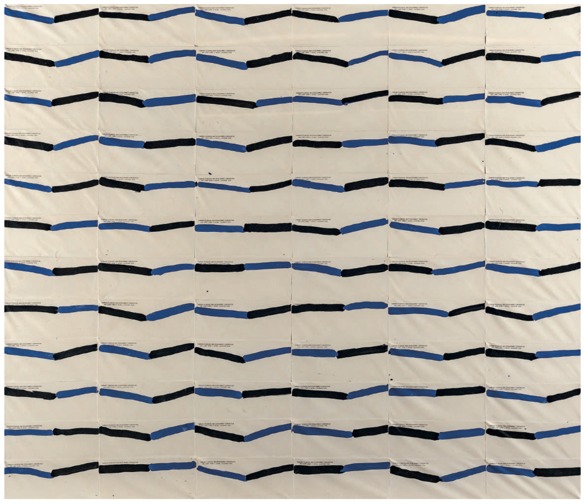 George Dunbar
Envelopes, 1979
acrylic on envelopes collage
61h x 53w in