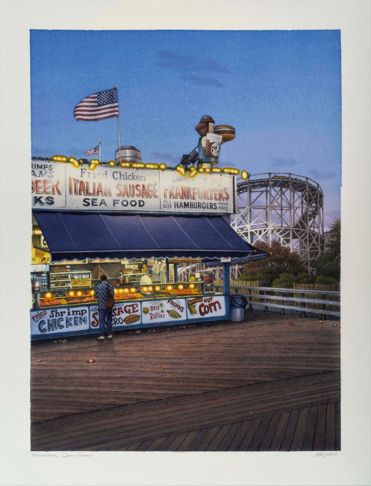 Frederick Brosen (b. 1954) Along the Boardwalk, 2017 Watercolor over graphite on paper 19 x 14 in.