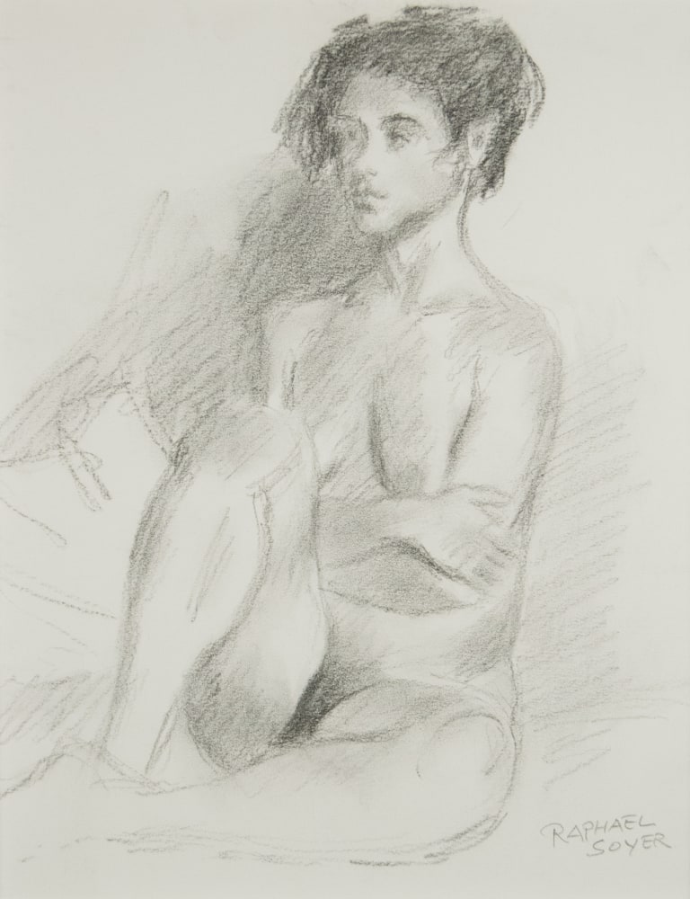 Raphael Soyer Seated Nude with Crossed Arms pencil on paper 22 1/4 x 15 inches