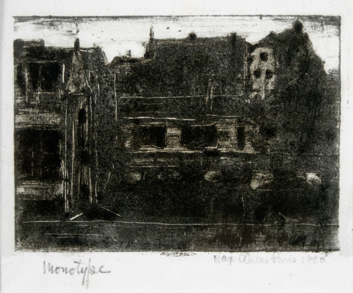 Max Weber, Cityscape, Paris, 1906, monotype, 3 5/8 x 5 1/8 inches