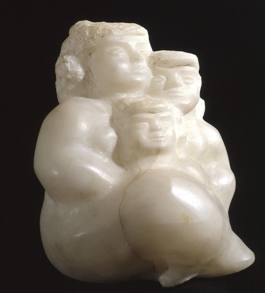 Chaim Gross, Mother, Daughter and Son, 1980, white alabaster, 11 1/4 x 10 x 9 1/2 inches