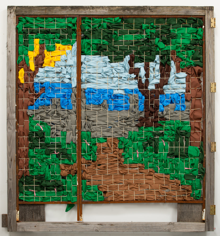 Michael C. Thorpe Studio Window, 2022 Fabric, wood, metal 84 x 78 inches