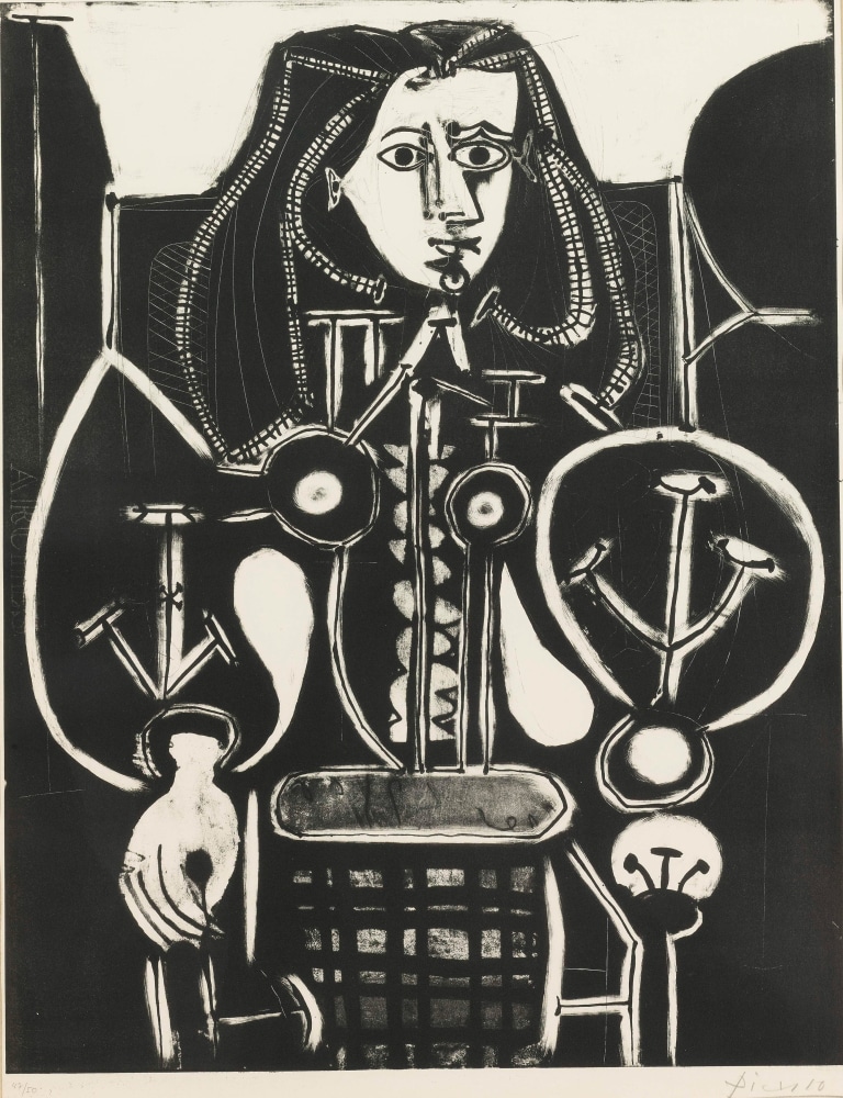 Pablo Picasso Femme Au Faunteiul No 4 (d'aprés le violet), 1949 (January 3) lithograph on Arches vellum with Arches watermark 27 7/8 x 20 1/2 inches (image) 30 x 22 1/4 inches (sheet) Edition of 50
