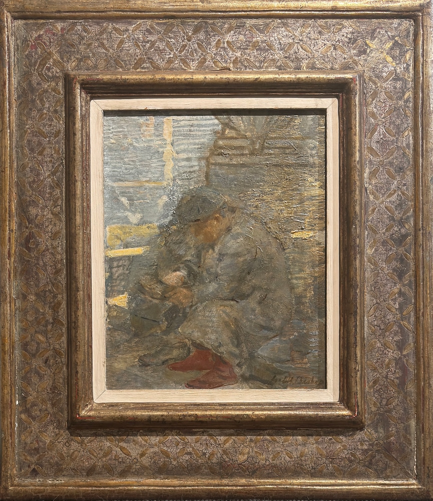 Isabel Bishop Seated Man, 1935-50 oil and tempera on masonite 10 3/4 x 8 3/4 inches