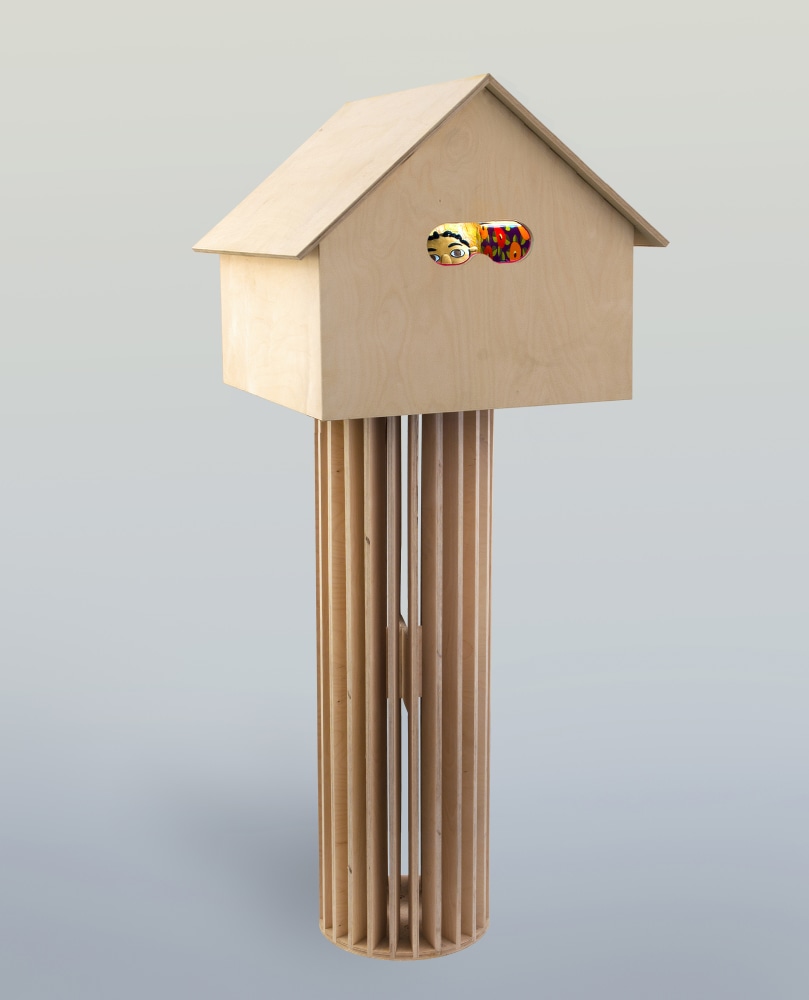 Michael C. Thorpe Mikey’s Secret Hideout, 2022 polyester, plush, wood, and quilting cotton 69 x 26  x 28 ½ inches