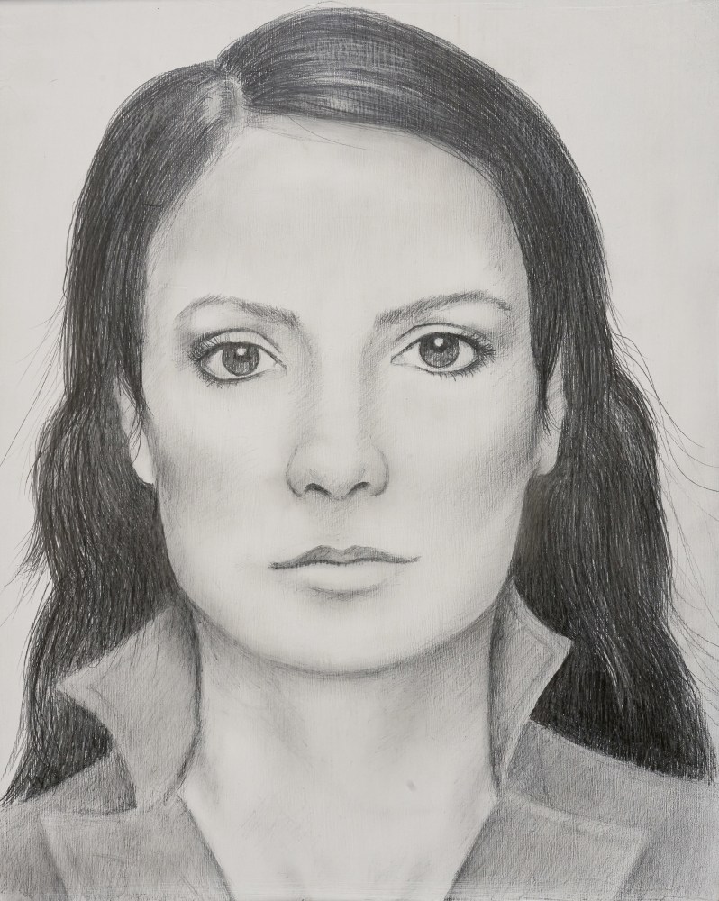 William Beckman Dianne, 2022 graphite on gessoed wood panel 14 3/16  x 11 1/4 inches