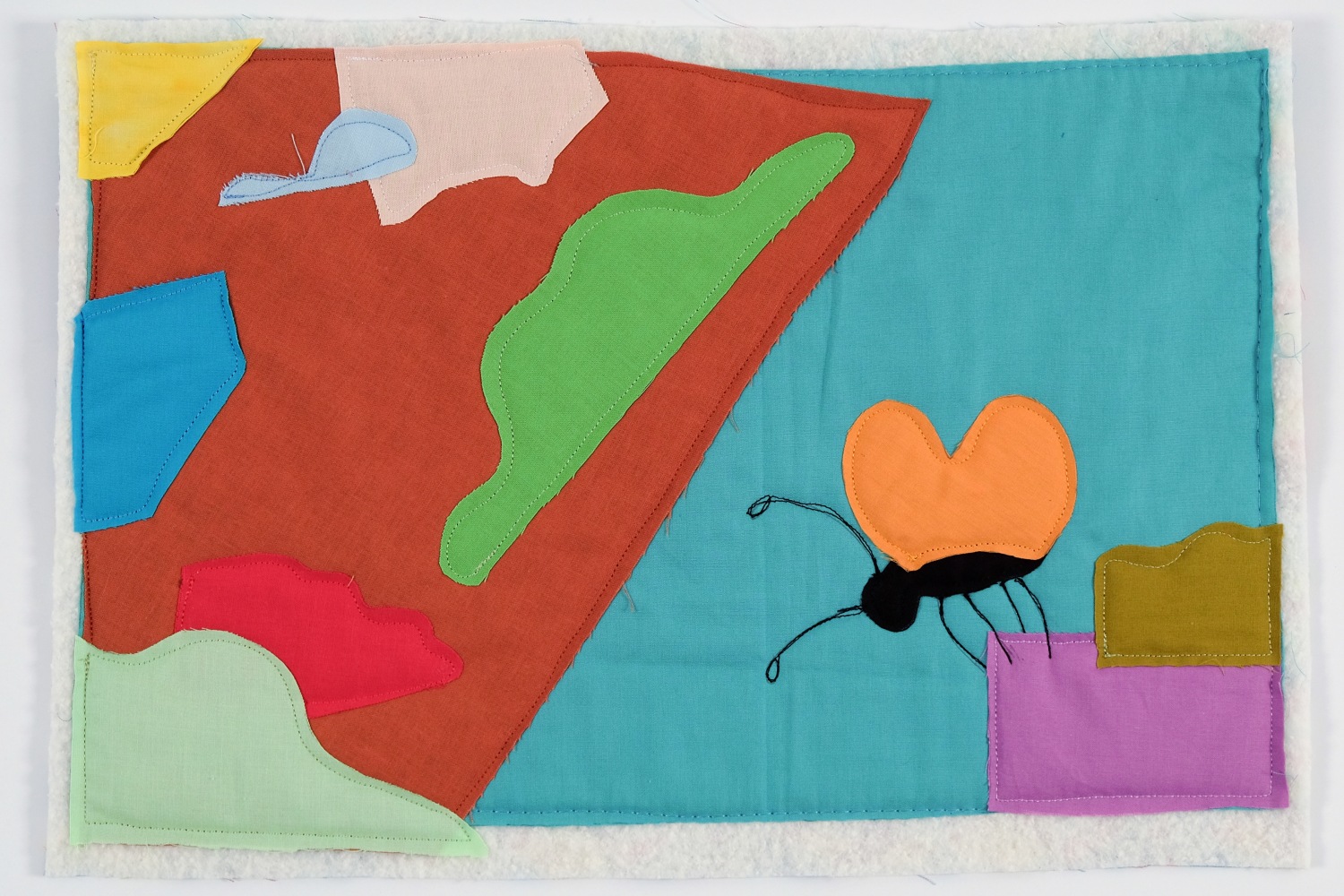 Michael C. Thorpe Butterfly Bath (from FV1 project), 2024 quilting cotton, batting, and thread 11 1/2  x 17 inches