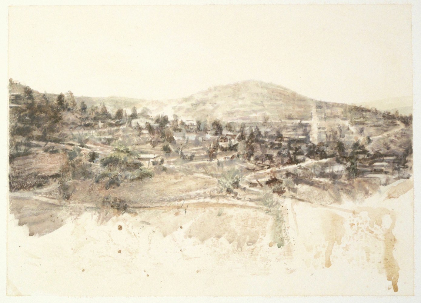 Robert Bauer Landscape, 2015, tempera on paper, 13 1/2 x 18 3/4 inches