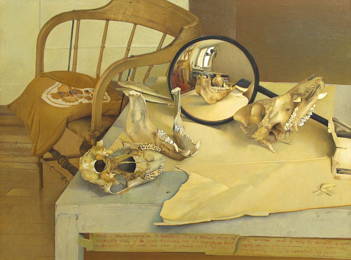 Jules Kirschenbaum, Là-Bas, 1981, tempera and oil on masonite, 18 x 24 inches