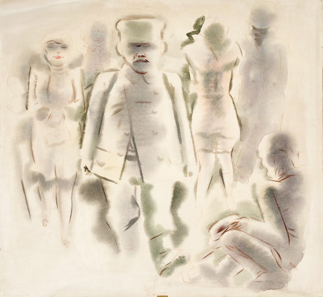 George Grosz Berlin Street Scene, 1930 watercolor on paper 22 x 23 1/2 inches