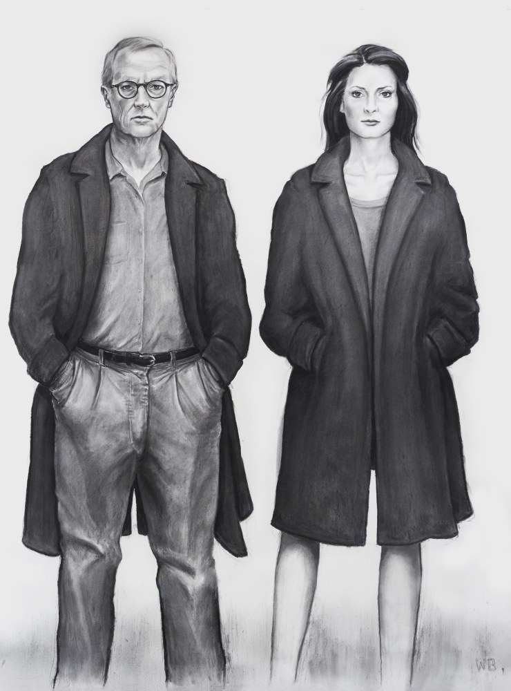 William Beckman, Overcoat 4, 2020 charcoal on paper 96 x 72 inches