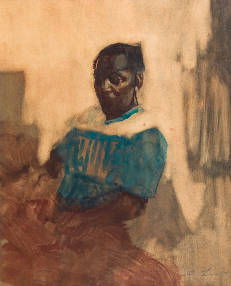 David Levine, Piece Work, 1997, watercolor on paper, 13 1/4 x 10 7/8 inches