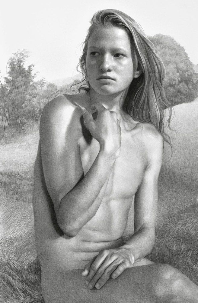 Harper, 2019, compressed charcoal on paper, 88 1/2 x 58 inches