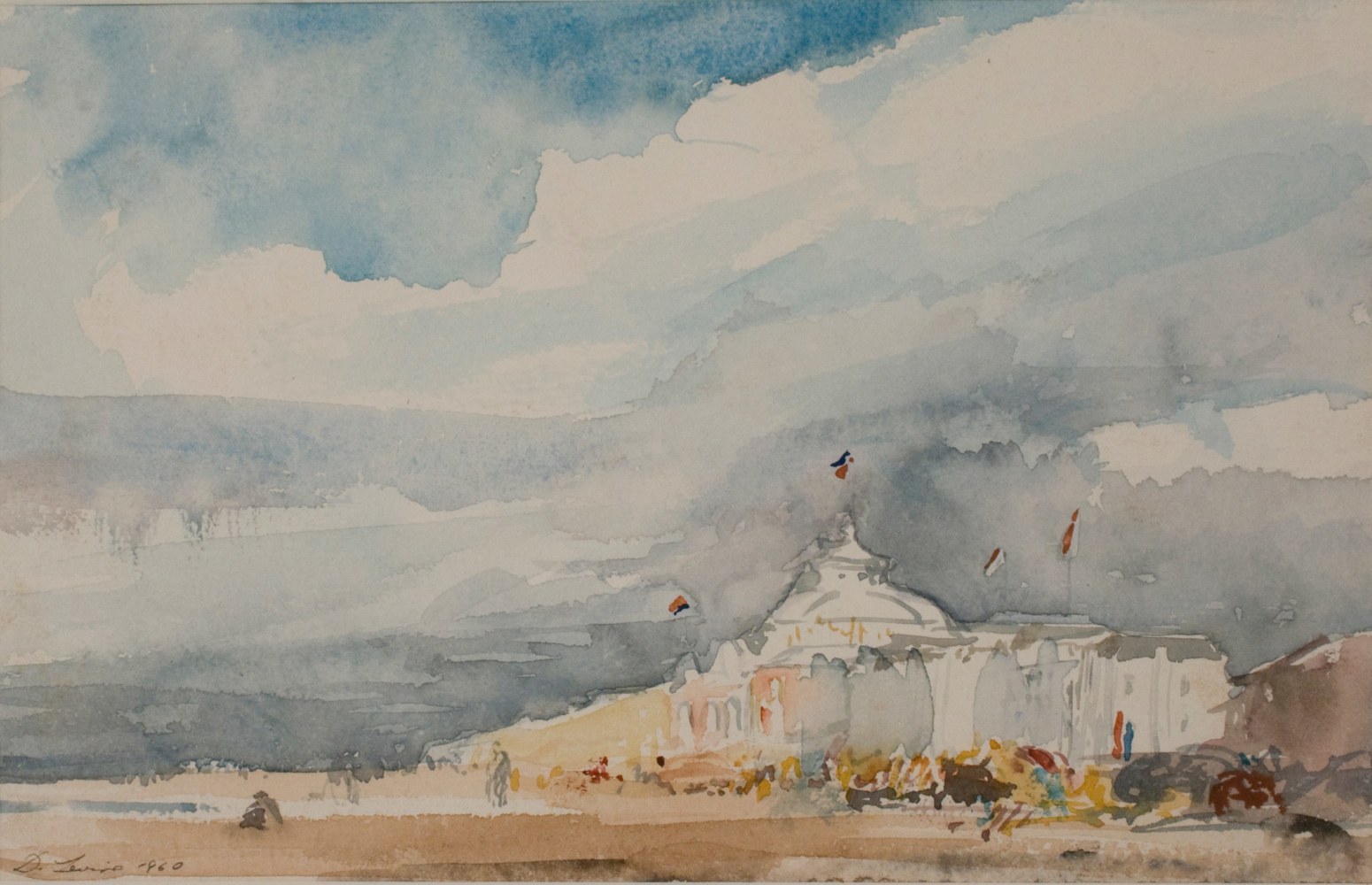 David Levine Beach Hotels at Scheveningen...Holland, 1960 watercolor on paper 5 1/4 x 8 1/4 inches