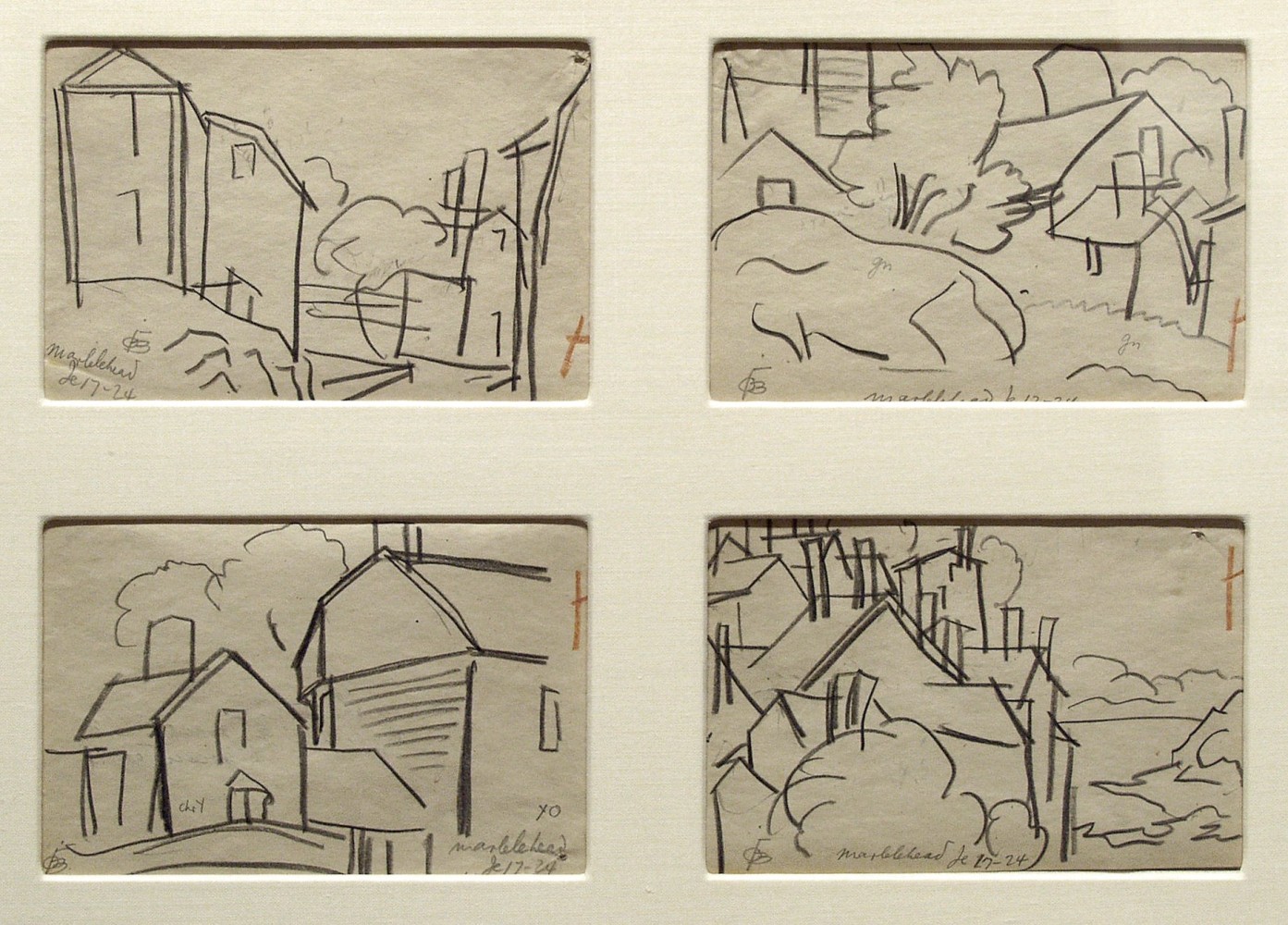 Oscar Bluemner Marblehead, June 17, 1924, A-D pencil on paper 3 3/4 x 5 3/4 inches