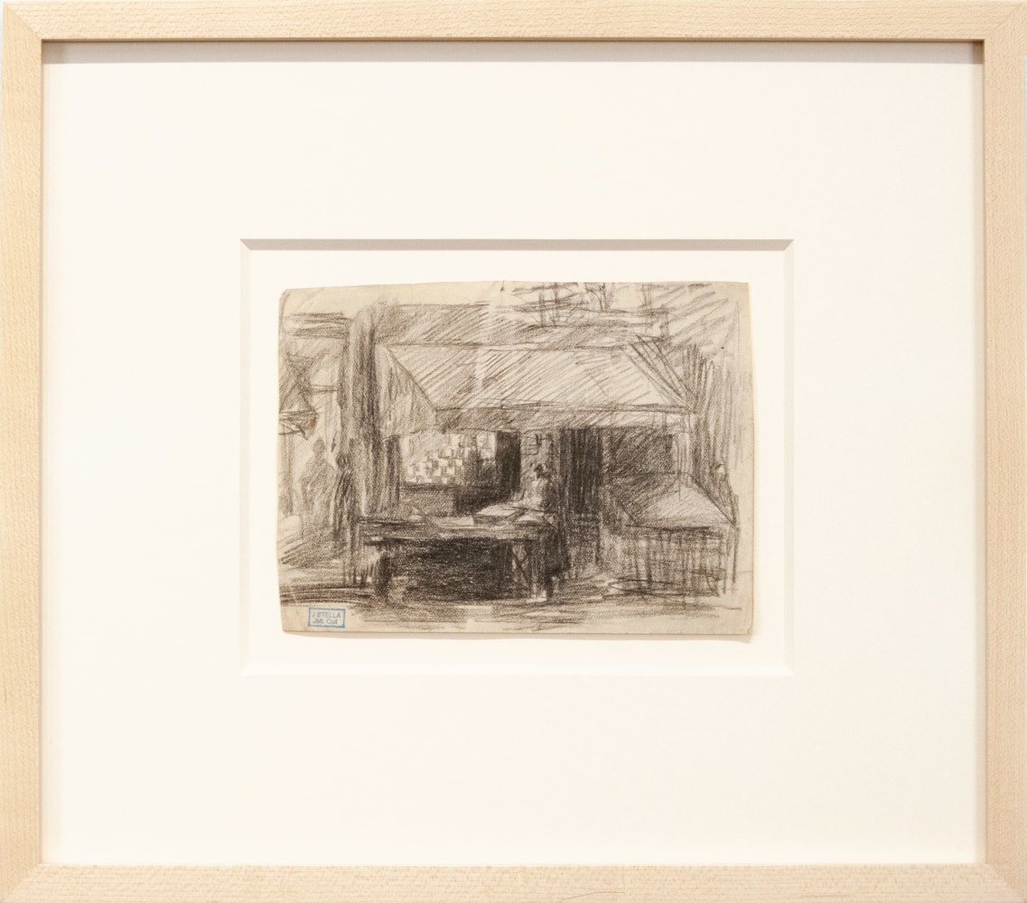 Joseph Stella, Interior, n.d., pencil on paper, 4 3/8 x 6 inches