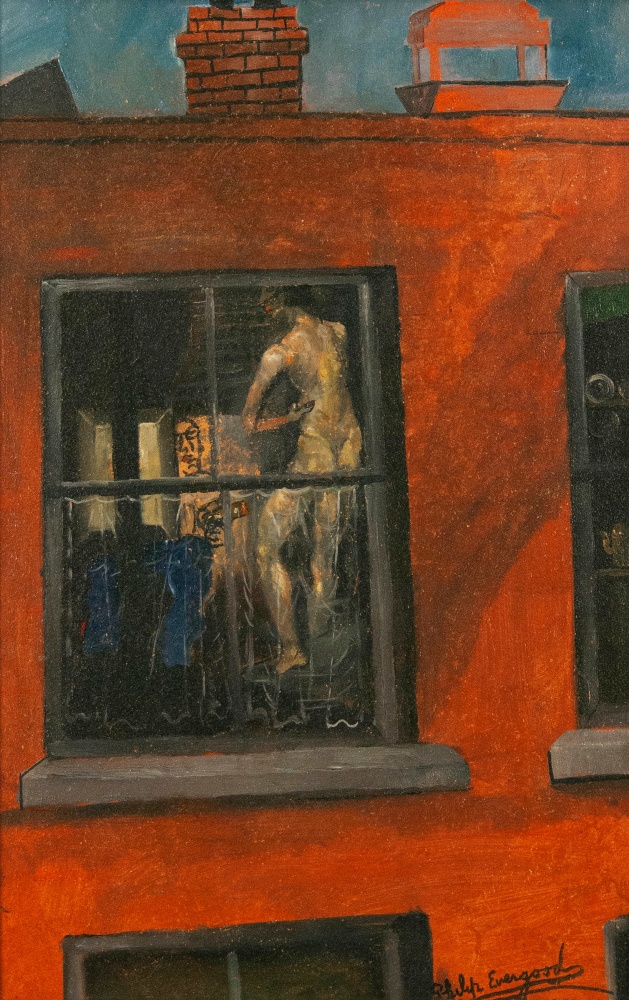 Philip Evergood, Village Days, nd, oil on masonite, 17 x 11 inches