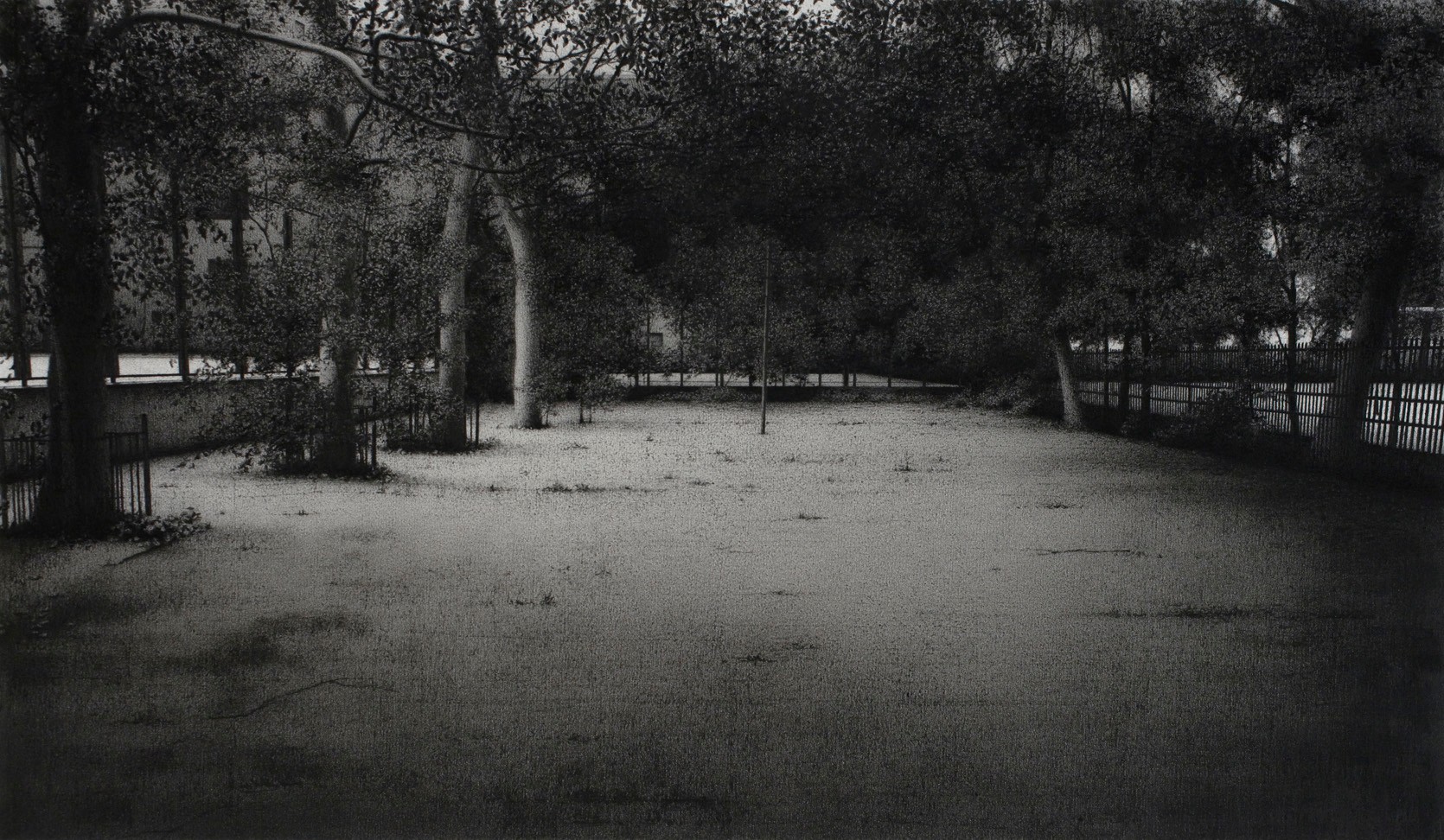 Anthony Mitri, Space in the Lower East Side, Manhattan, 2007, charcoal on paper, 15 x 25 3/4 inches