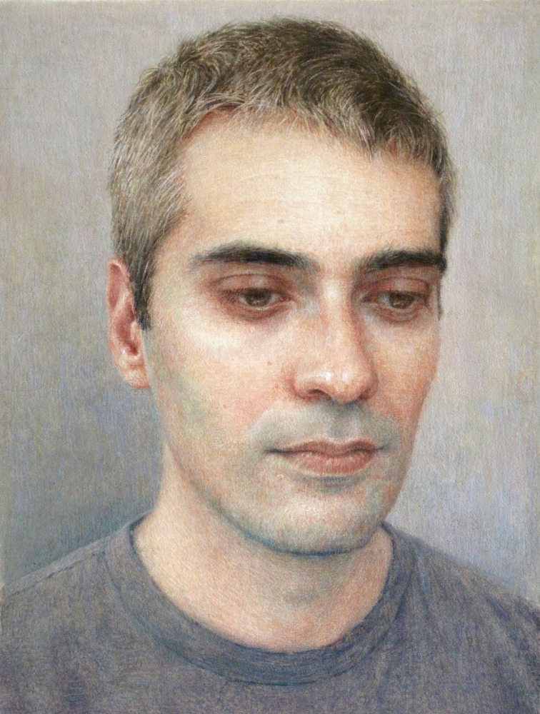 Robert Bauer, J.M.C. (Joan), 2019, gouache on paper, 6 5/8 x 5 inches