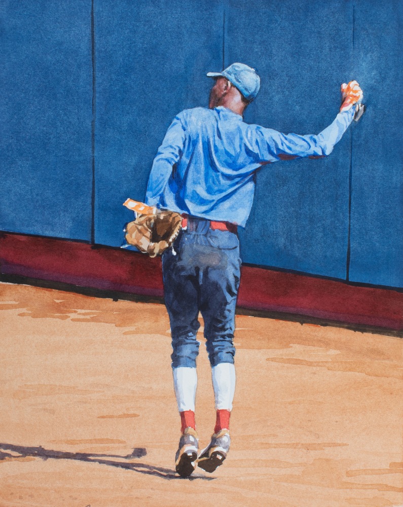 Rance Jones, The Throw, 2023, watercolor on paper, 12 1/2 x 10 inches