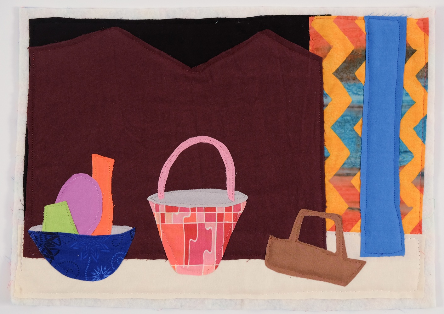 Michael C. Thorpe 3 Buckets (from FV1 project), 2024 quilting cotton, batting, and thread 13 x 18 3/4 inches