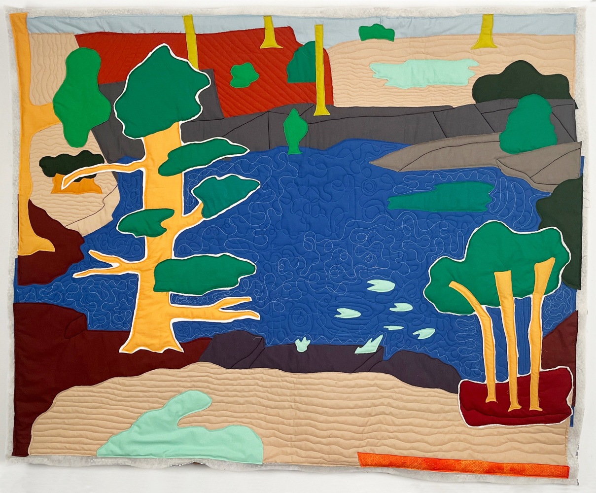 Michael C. Thorpe, Blue Lagoon, 2023, textile, quilting cotton, and thread 60 1/2 x 71