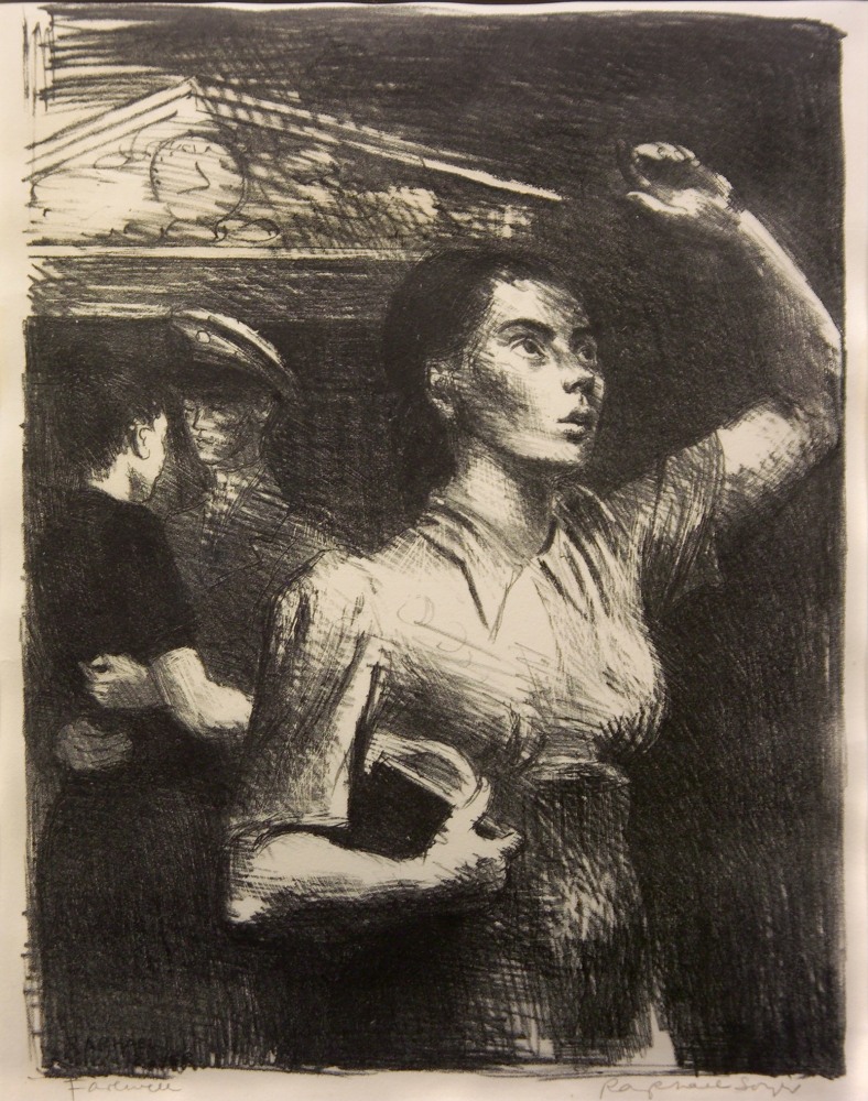 Raphael Soyer Farewell, 1943 (Cole, 61) lithograph (ed. c. 100) 16 x 12 3/8 inches AP, Edition of c. 100