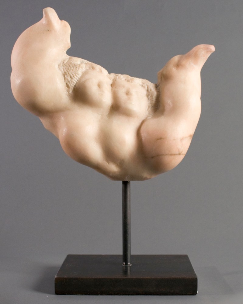 Chaim Gross Embrace, 1951, pink alabaster, 15 h x 12 1/4 w x 5 ½ d inches at base