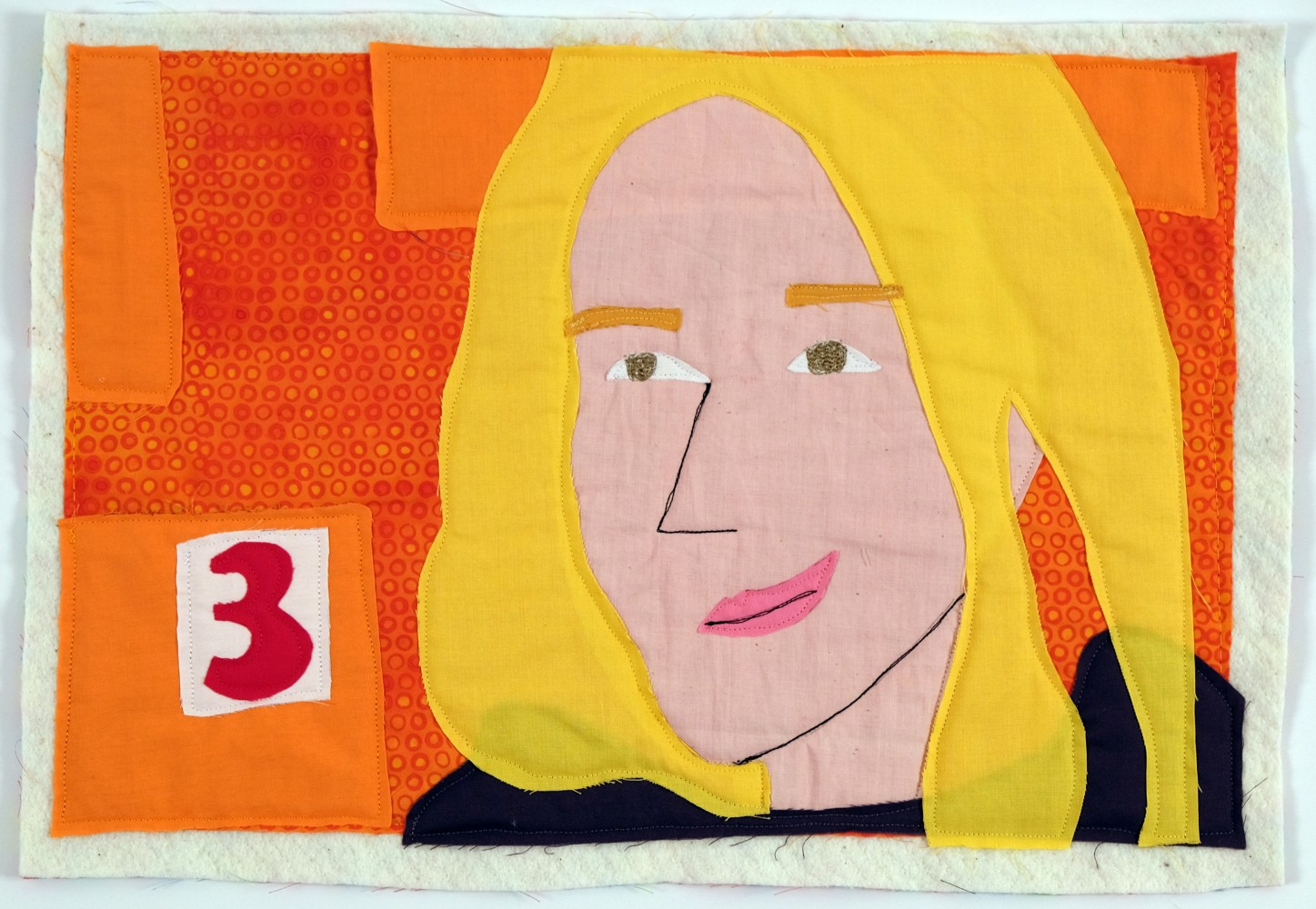 Michael C. Thorpe Number Three (from FV1 project), 2024 quilting cotton, batting, and thread 13 x 18 1/2 inches