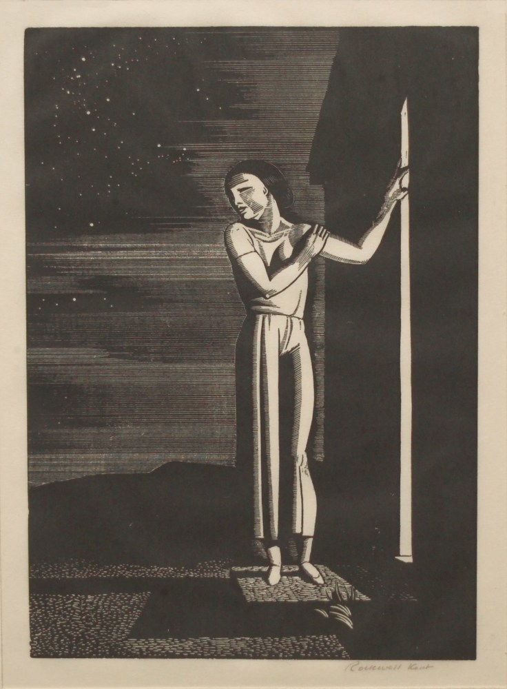Rockwell Kent Starry Night, c.1933 woodcut 7 x 5 inches