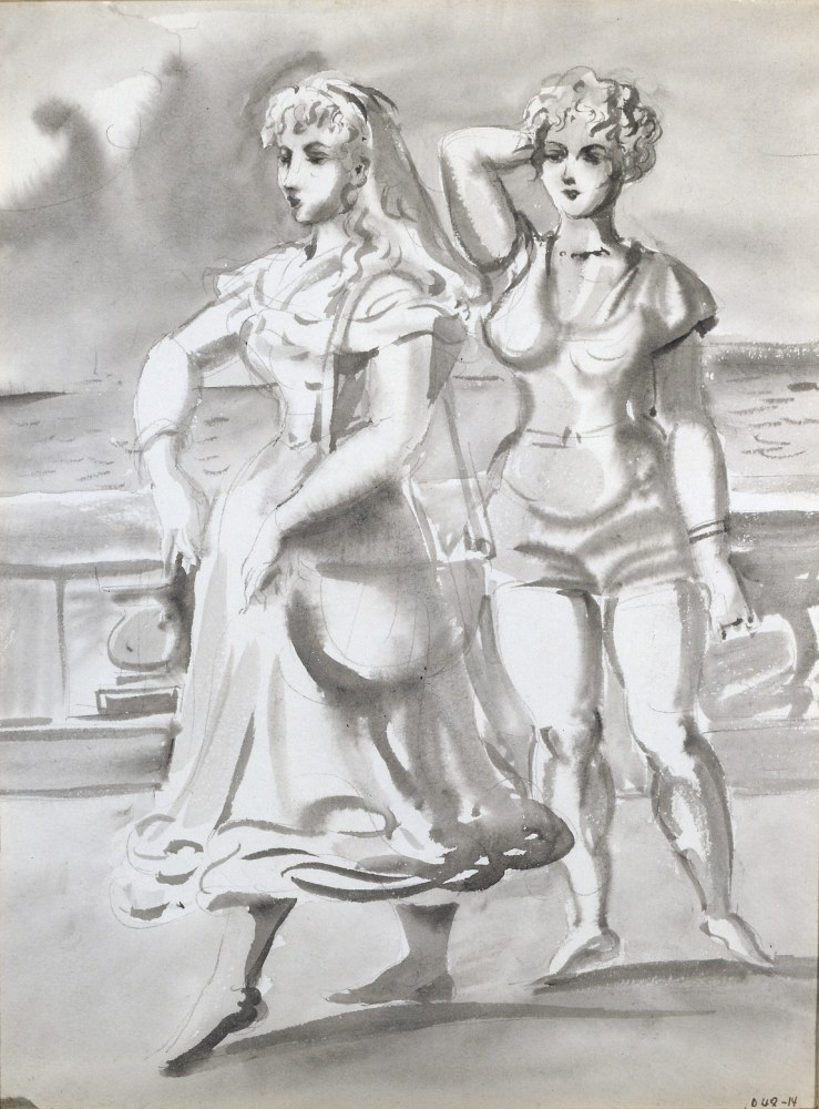 Reginald Marsh Two Women on a Promenade, 1948 watercolor and grisaille on paper 10 x 8 inches $6,500. Reduced price: $4,800.