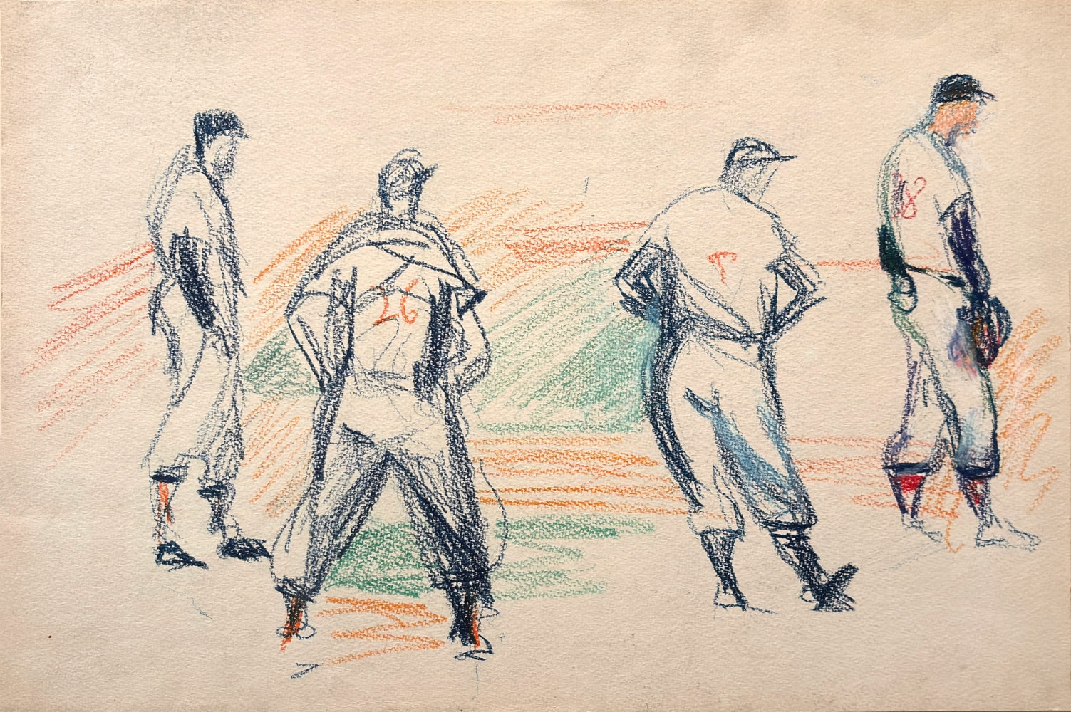 Elaine de Kooning Untitled (Baseball), 1954 crayon on paper 12 x 18 inches