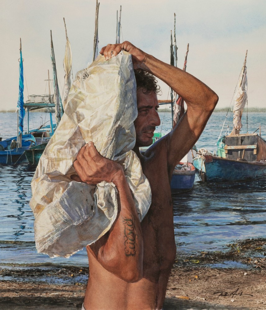 Rance Jones, Casilda Fisherman, 2018, watercolor on paper, 21 x 17 inches