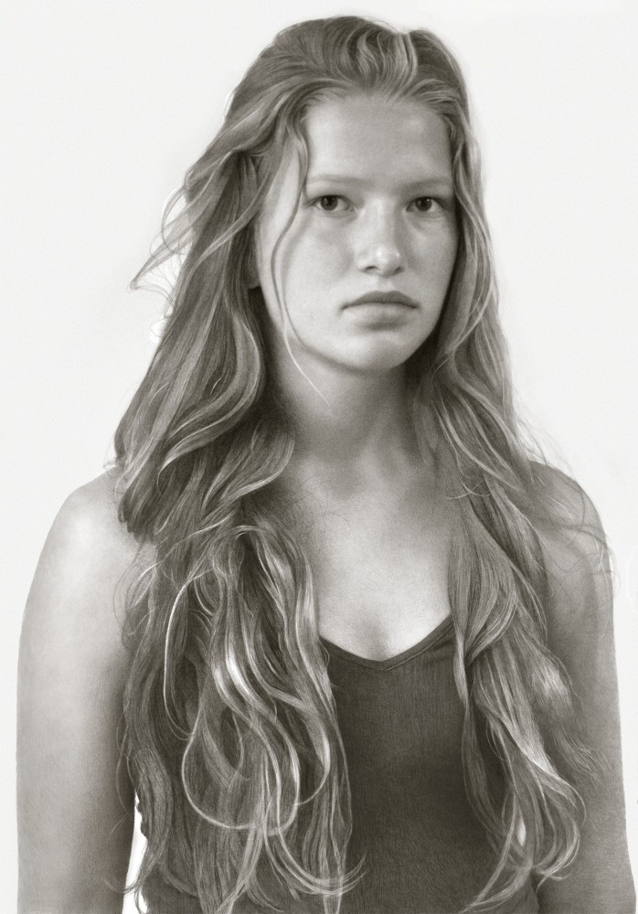 Thivya, 2020, compressed charcoal on paper, 88 3/8 x 58 inches