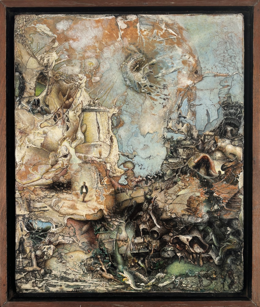 Gregory Gillespie Visionary Landscape, 1974 oil on panel 10 x 8 3/8 inches