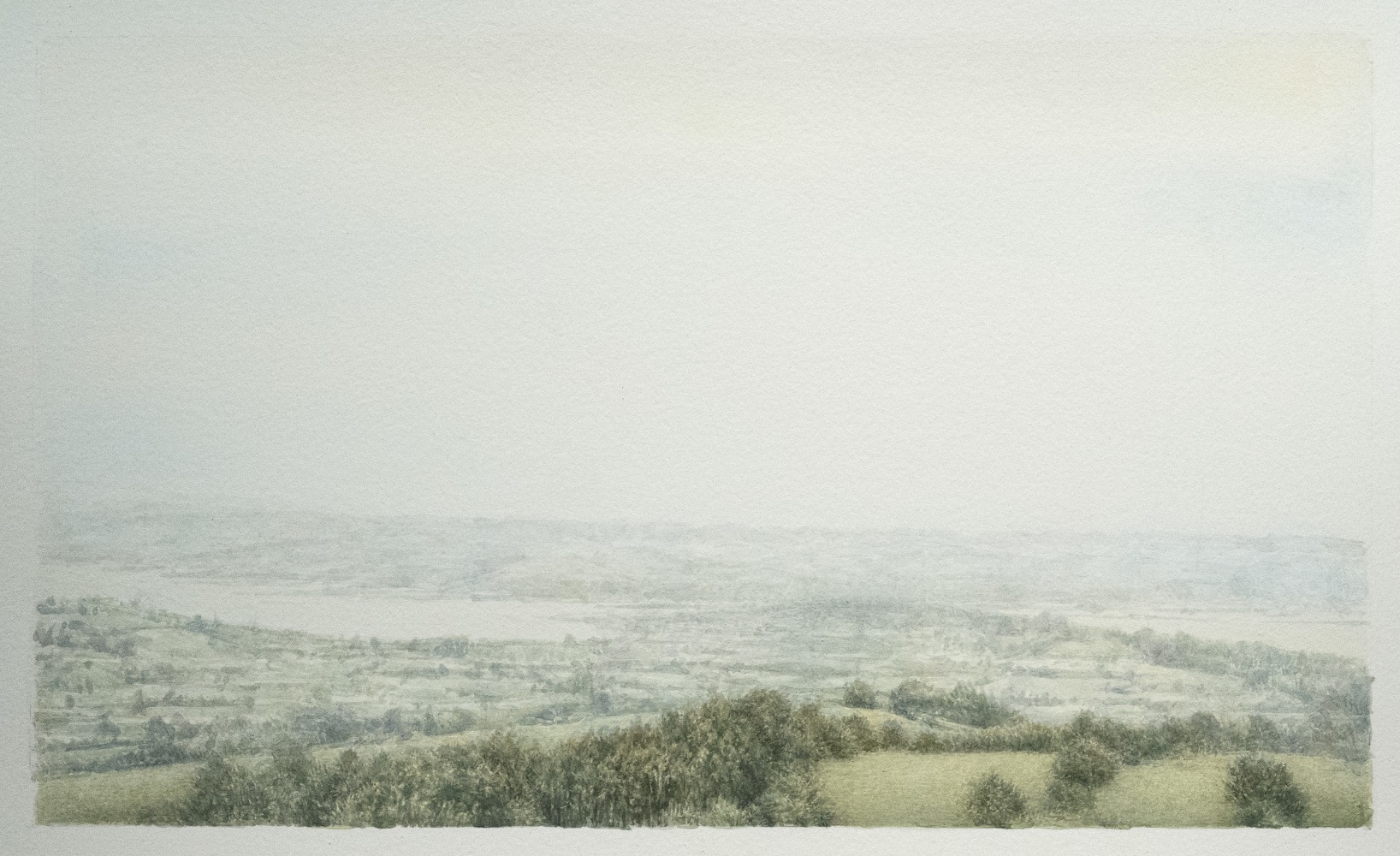 Robert Bauer, Above the Bay, 2023, tempera on paper, 11 x 17 inches