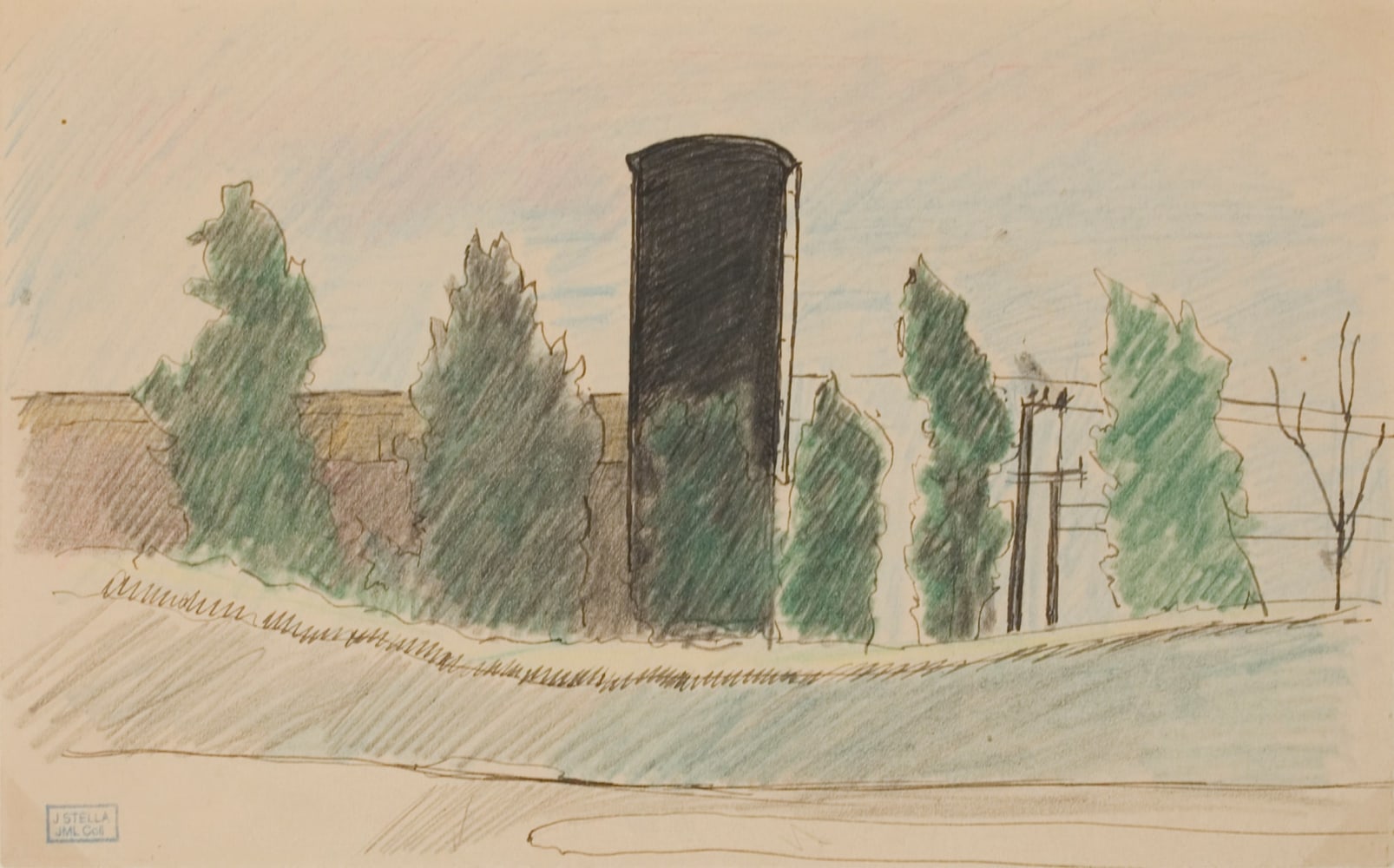 Joseph Stella Water Tower, n.d. colored pencil, pencil and black ink on paper 5 3/8 x 8 7/8 inches $2,500. Reduce price: $1,750.