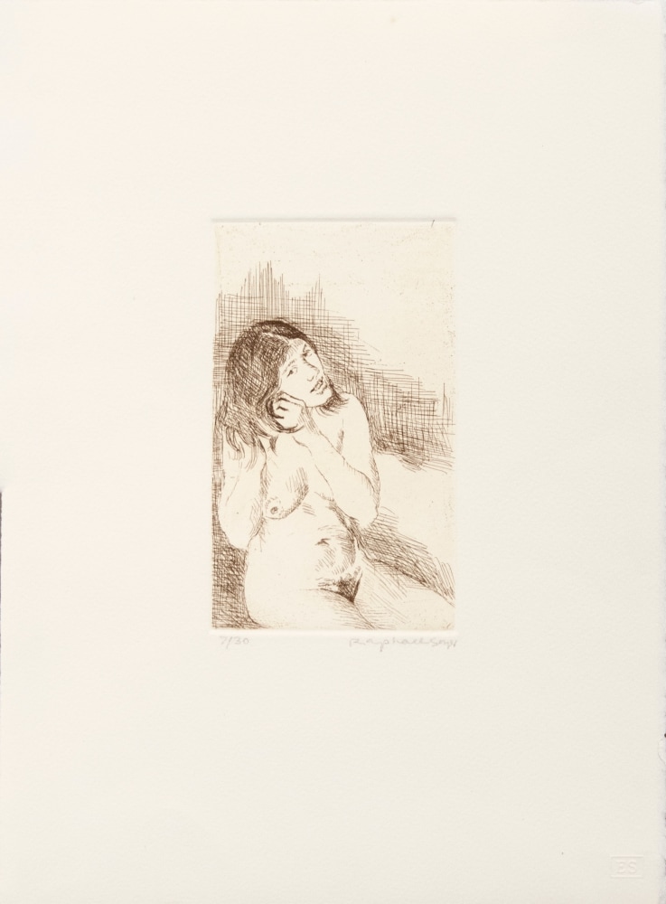 Raphael Soyer, Young Woman Fixing her Hair, 1979, etching, 6 3/4 x 4 in, Edition #23/30