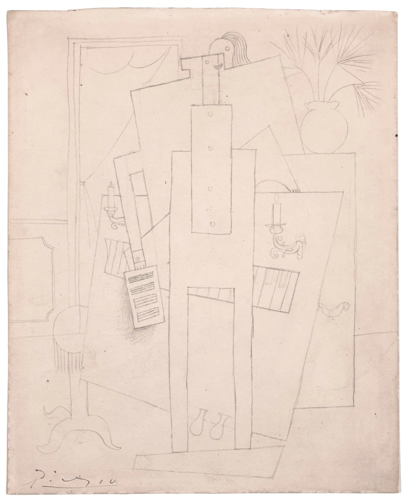 Pianiste, 1916 (Paris) pencil on paper 11 1/8 inches x 8 7/8 inches (image) 20 1/4 x 17 5/8 inches (framed)