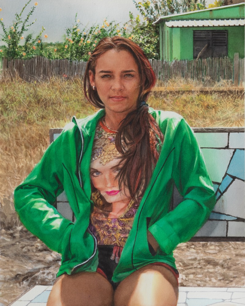 Rance Jones, Green Jacket, 2023, watercolor on paper, 12 1/2 x 10 inches