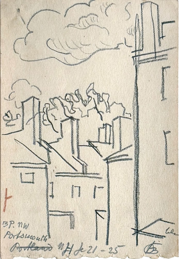 Oscar Bluemner Portsmouth, nd pencil on paper 5 7/8 x 4 inches